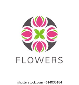 Floral logo.  Flower icon. Floral emblem. Cosmetics, Spa, Beauty salon, Decoration, Boutique logo. Luxury, Business, Royal Jewelry, Hotel Logo. Interior Icon. Resort and Restaurant Logo.
