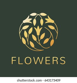 Floral logo. Flower icon. Floral emblem. Cosmetics, Spa, Beauty salon, Decoration, Boutique logo. Luxury, Business, Royal Jewelry, Hotel Logo. Interior Icon. Resort and Restaurant Logo.