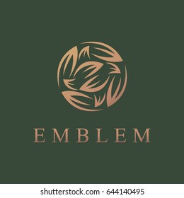 Floral logo. Flower icon. Floral emblem. Cosmetics, Spa, Beauty salon, Decoration, Boutique logo. Luxury, Business, Royal Jewelry, Hotel, Premium Logo. Interior Icon. Resort and Restaurant Logo.