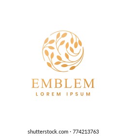 Floral logo. Flower icon. Floral emblem. Cosmetics, Spa, Beauty salon, Decoration, Boutique logo. Luxury, Business, Royal Jewelry, Hotel Logo. Interior Icon. Resort and Restaurant Logo.