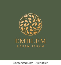 Floral logo. Flower icon. Floral emblem. Cosmetics, Spa, Beauty salon, Decoration, Boutique logo. Luxury, Business, Royal Jewelry, Hotel Logo. Interior Icon. Resort and Restaurant Logo.