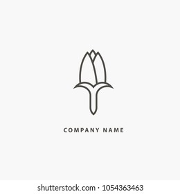 Floral logo. Flower wedding icon. Luxury retro emblem. Cosmetics, Spa, Beauty salon, Decoration, Boutique vector logo. Royal Jewelry, Hotel, Premium Logo. Resort and Restaurant design illustration