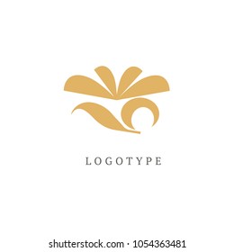 Floral logo. Flower wedding icon. Luxury retro emblem. Cosmetics, Spa, Beauty salon, Decoration, Boutique vector logo. Royal Jewelry, Hotel, Premium Logo. Resort and Restaurant design illustration