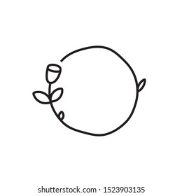 floral logo fruit and flower frame line art
