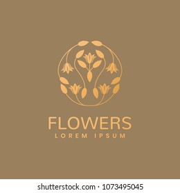 Floral logo. Leafs icon. Floral icon. Cosmetics, Spa, Beauty salon, Decoration, Boutique logo. Luxury, Business, Royal Jewelry, Hotel Logo. Interior emblem. Resort and Restaurant Logo.