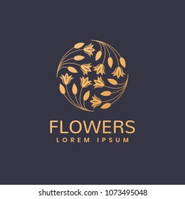 Floral logo. Leafs icon. Floral icon. Cosmetics, Spa, Beauty salon, Decoration, Boutique logo. Luxury, Business, Royal Jewelry, Hotel Logo. Interior emblem. Resort and Restaurant Logo.