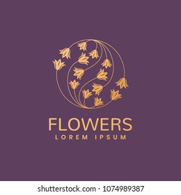 Floral logo. Leafs icon. Floral icon. Cosmetics, Spa, Beauty salon, Decoration, Boutique logo. Luxury, Business, Royal Jewelry, Hotel Logo. Interior emblem. Resort and Restaurant Logo.