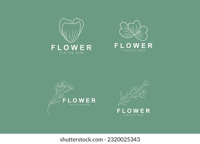 Floral Logo, Leaves And Flowers Botanical Garden Vector, Floral Design Of Life