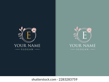 Floral logo LETTER E design. Vector icon design..