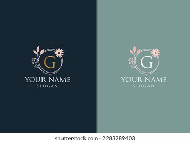 Floral logo LETTER G  design. Vector icon design..