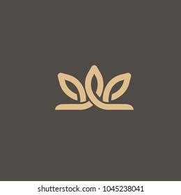 Floral logo. Lotos wedding icon. Luxury retro emblem. Cosmetics, Spa, Beauty salon, Decoration, Boutique vector logo. Royal Jewelry, Hotel, Premium Logo. Resort and Restaurant design illustration.