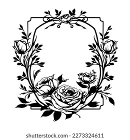 floral logo ornament frame illustration adds an elegant touch to any branding or design project