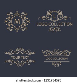 Floral Logo Ornament, monogram logo, luxurious royal ornament, vector illustration collections