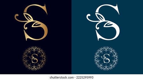 floral logo S letter design