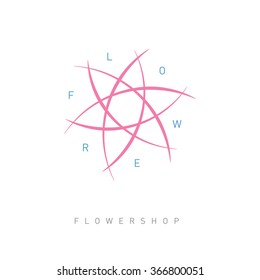 Floral logo template for Flower shop, Beauty salon, Spa center, boutique, cosmetician shop, yoga or fitness class. Elegant vector logotype.