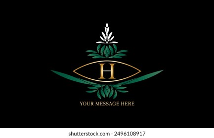 Plantilla de logotipo floral para etiquetas, identidad corporativa, invitación de boda. Signo decorativo del negocio con la letra elegante H.