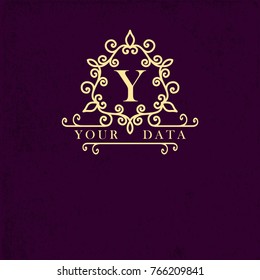 Floral Logo template with letter Y for Restaurant, Royalty, Boutique, Cafe, Hotel, Heraldic, Jewelry, Fashion and other. Vector illustration