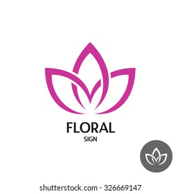 Logotipo floral com três folhas de estilo elegante liso linear