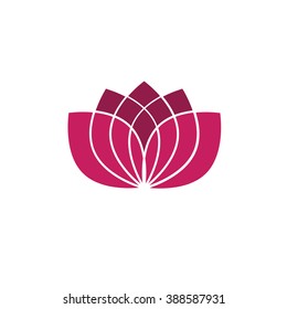 Floral logo with three leaves of linear smooth elegant style