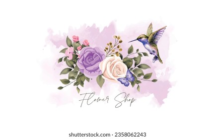 floral logo, floral, watercolor flower, floral art, watercolor flower garden logo