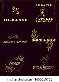 
floral logos in gold on a burgundy background