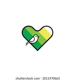 floral love bird logo vector