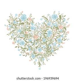 Floral love bouquet for your design, heart shape