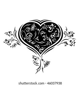 Floral love card. Heart