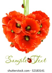 Floral love card (poppy heart)