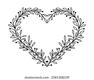 Floral Love Heart frame Laser Cutting Files Vector Design, Valentines Day and Wedding Sign Designs