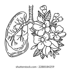 Floral Lungs. Human Lung. Vector illustration