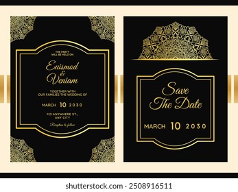 Floral luxury line art drawing bouquet decorated on line frame wedding invitation card template