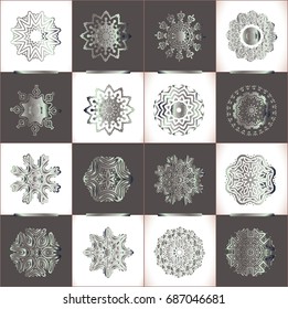 Floral luxury ornamental  silver pattern template. Invitation silver card with lace ornament.