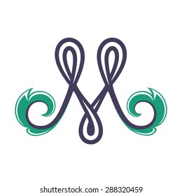 Floral M letter template. 