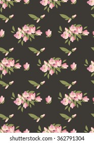 Floral magnolia retro vintage background, vector illustration