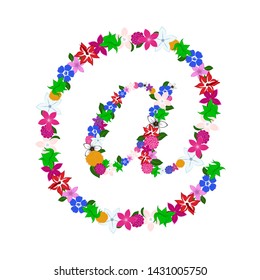 Floral mail sign for using in web and print design. Vector illustration.