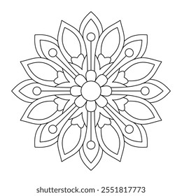 Diseño de patrón de página de libro para colorear de mandala floral para adultos, archivo de Vector, mandala oriental, arte de la pared, arte de mandala simple, diseño para un Fondo de pantalla Camisa de pintura y azulejo Diseño de etiqueta engomada, archivo de Vector