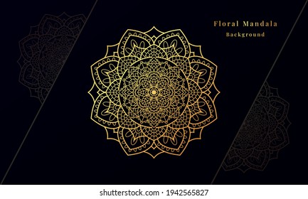 Floral Mandala Background Design. Luxury ornamental mandala design. Gold Mandala Design.