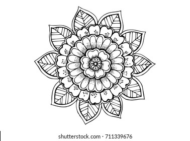 Floral Mandala In Black And White