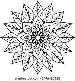Floral Mandala Bliss vector.
Floral Mandala Bliss line art
