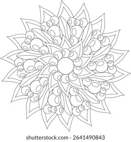 floral mandala bubble adult coloring page pattern garden line art flower relaxing stress free meditation coloring page intricate vector
