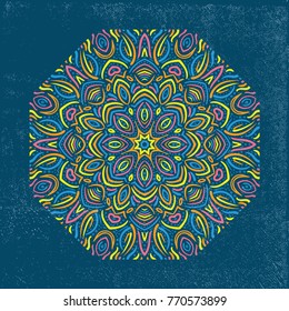 Floral mandala card design. Vector decorative invitation. Spring elements. Floral doodle elements.