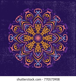 Floral mandala card design. Vector decorative invitation. Spring elements. Floral doodle elements.