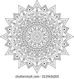 Floral Mandala, Circular pattern, decorative elements in ethnic oriental style. Islam, Arabic, Indian, mystic, ottoman, motifs. mandala coloring pages