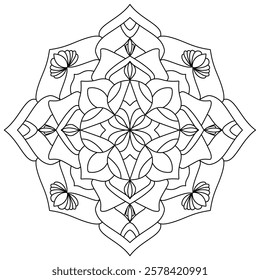 Floral Mandala Clipart. , relaxing and easy mandala art for tattoo design Easy