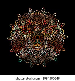Floral Mandala colorful, Decorative round ornament. Anti-stress therapy pattern. Weave design element. Yoga logo,