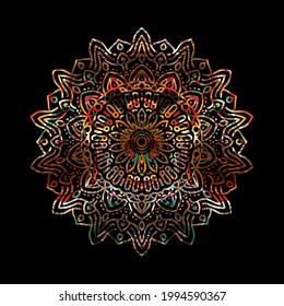 Floral Mandala colorful, Decorative round ornament. Anti-stress therapy pattern. Weave design element. Yoga logo,
