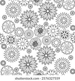 Floral Mandala Coloring Page Adult Intricate Seamless Vector Flower Bouquet