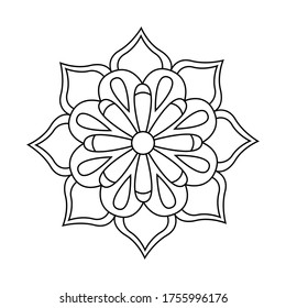 Floral mandala for coloring. Round pattern with decorative elements. Adult coloring page