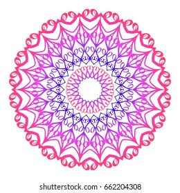 floral mandala. creative anti-stress ornament. vector illustration blue, purple color.